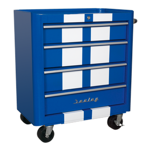 Sealey Premier™ Retro Style Rollcab 4 Drawer - Blue with White Stripes AP28204BWS