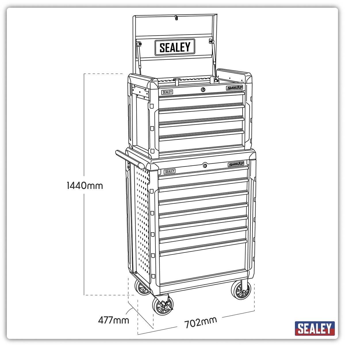 Sealey Superline PRO® Topchest & Rollcab Combination 11 Drawer AP3411STACK