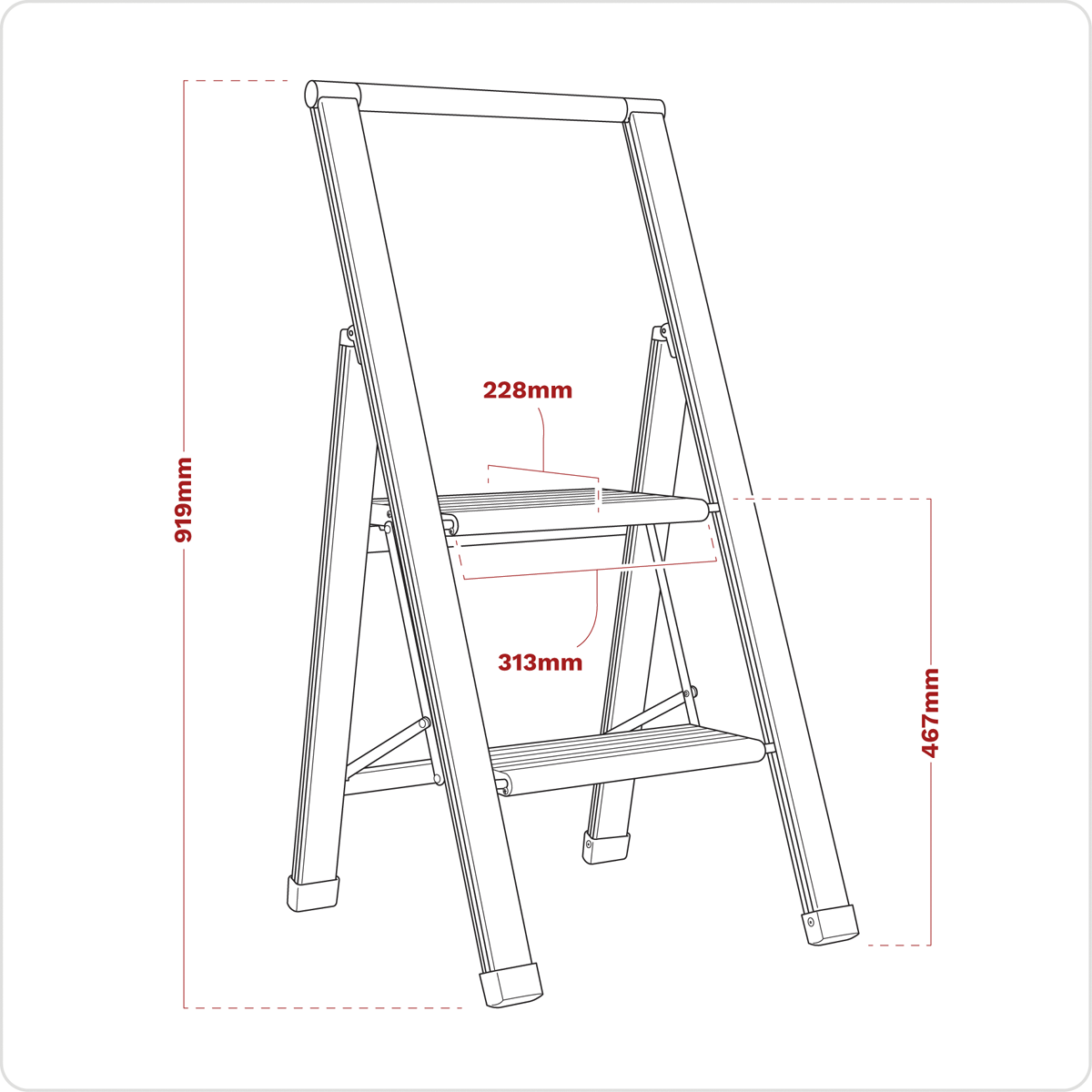 Sealey Professional Folding Step Ladder 2-Step Aluminium 150kg Capacity APSL2