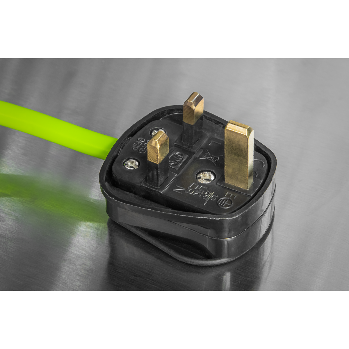 Sealey 25m Cable Reel with Thermal Trip 4 x 230V - Hi-Vis Green BCR25G