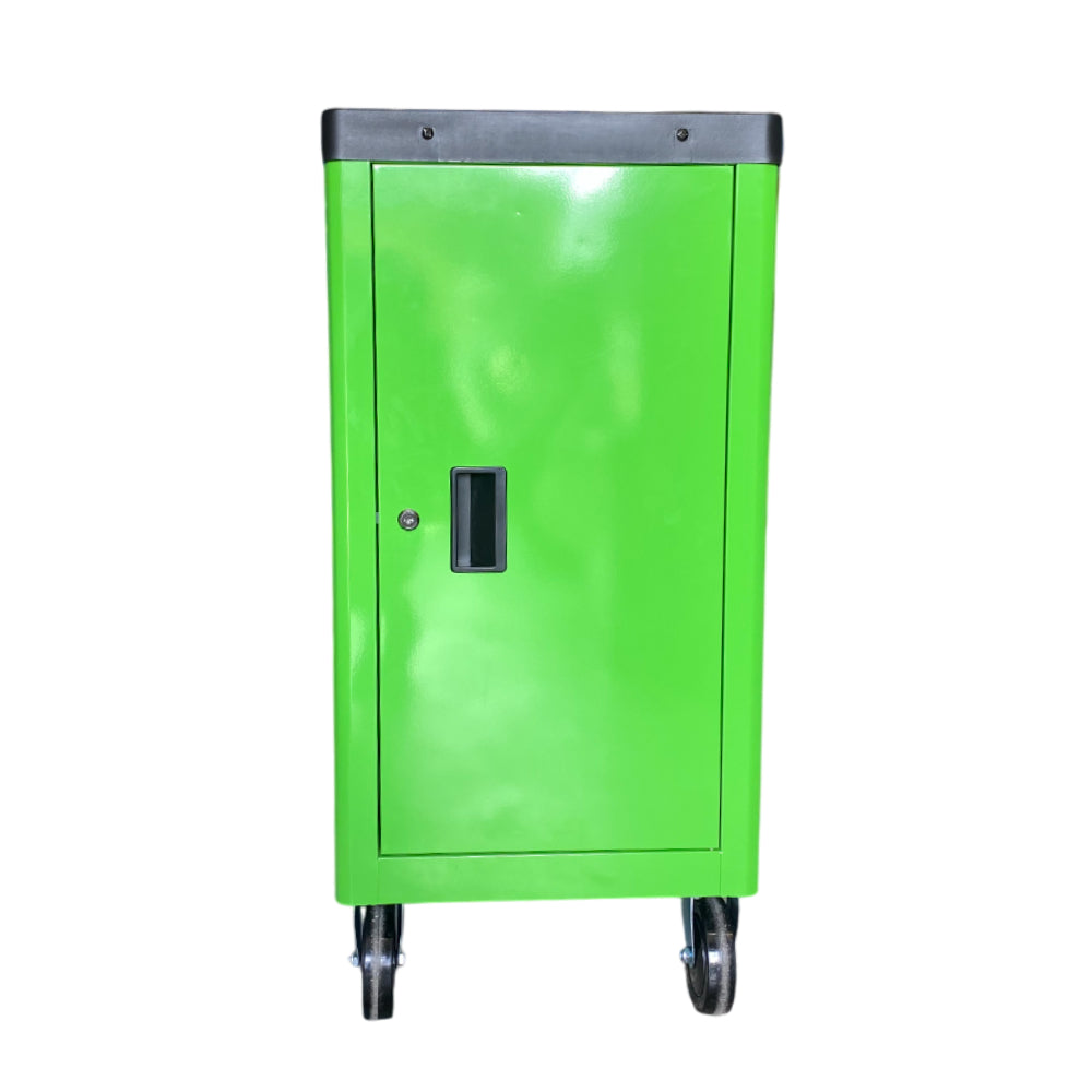 BRUNEL Tools 7 Drawer Caster Mounted Roller Tool Chest Cabinet with 6 Fully Stocked Drawers - 249 Pieces - Hi-Vis Green