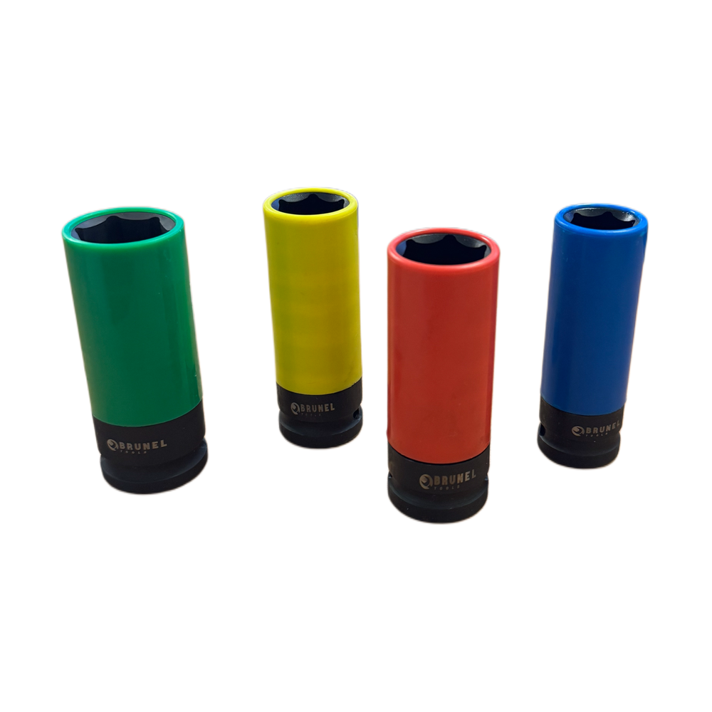 BRUNEL Tools 4pc 1/2" Dr Deep Impact Sockets For Alloy Wheels 17, 19, 21, 22mm BR3002