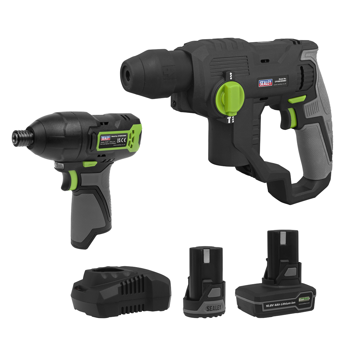 Sealey 2 x SV10.8 Series Cordless Power Tool Kit 10.8V - 2 Batteries CP108VCOMBO4