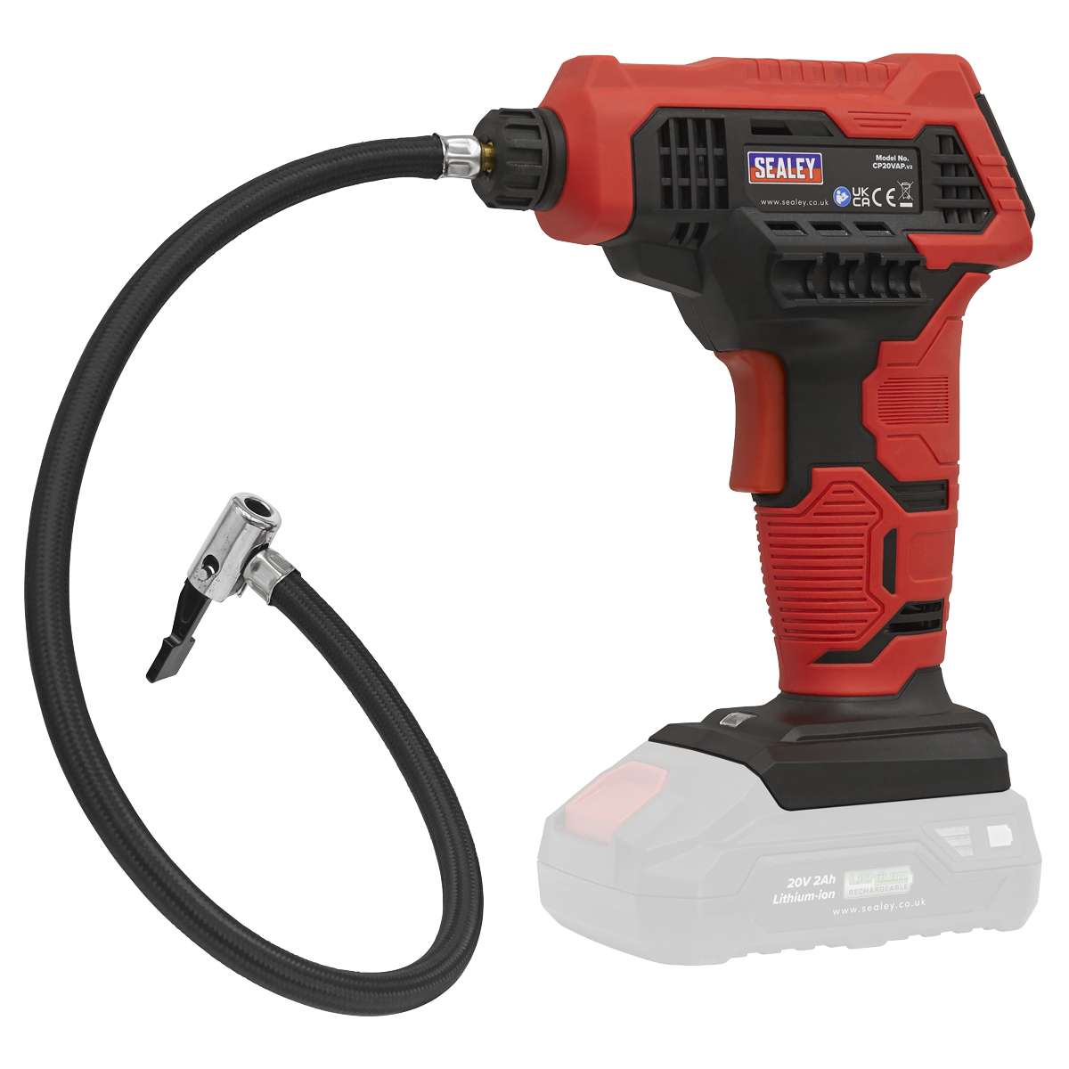 Sealey SV20 Series Cordless Tyre Inflator Kit 20V 2Ah - 2 Batteries CP20VAPKIT