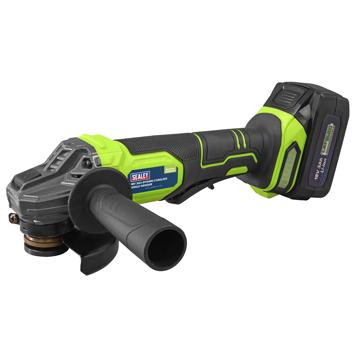 Sealey 115mm Cordless Angle Grinder 18V 3Ah - Green CP401LIHV