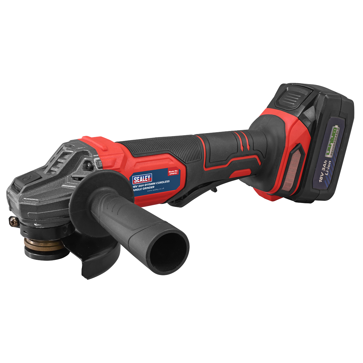 Sealey 115mm Cordless Angle Grinder 18V 3Ah - Red CP401LI