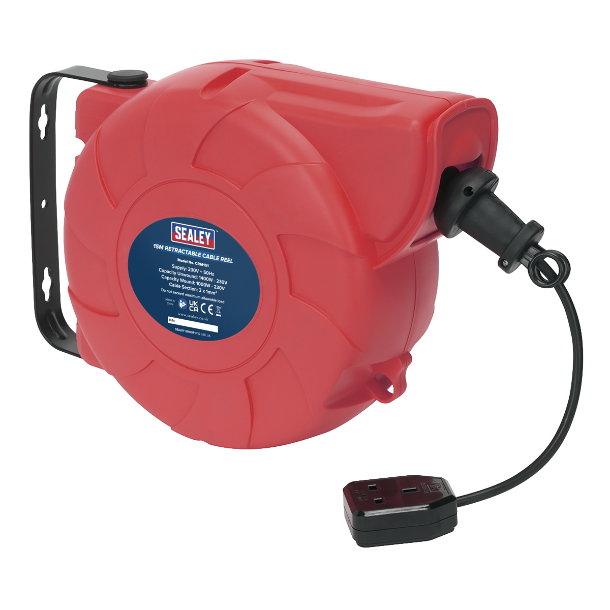 Sealey 15m Retractable Cable Reel System 1 x 230V CRM151