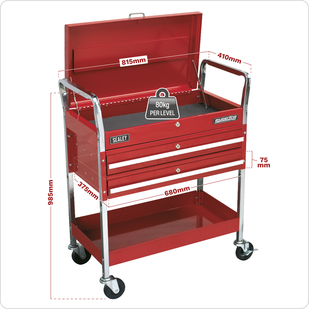 Sealey Superline PRO® Heavy-Duty Trolley with Lockable Top 2-Level CX104