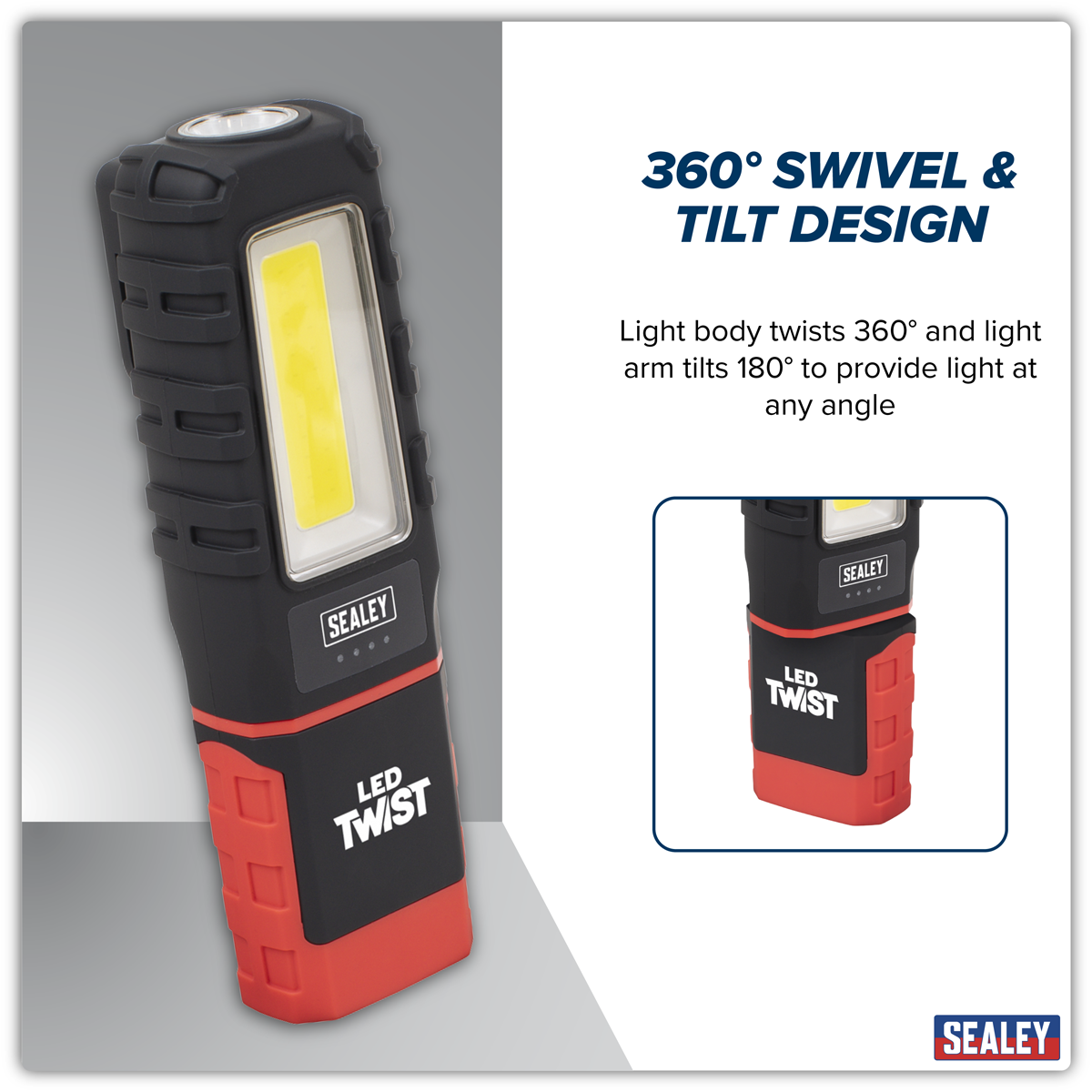 Sealey LED Twist® Rechargeable Inspection Light 5W COB & 1W SMD LED601