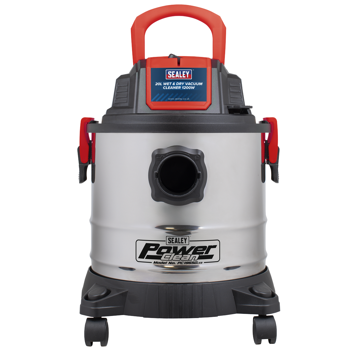 Sealey 20L Vacuum Cleaner Wet & Dry Stainless Steel Drum 1200W/230V PC195SD