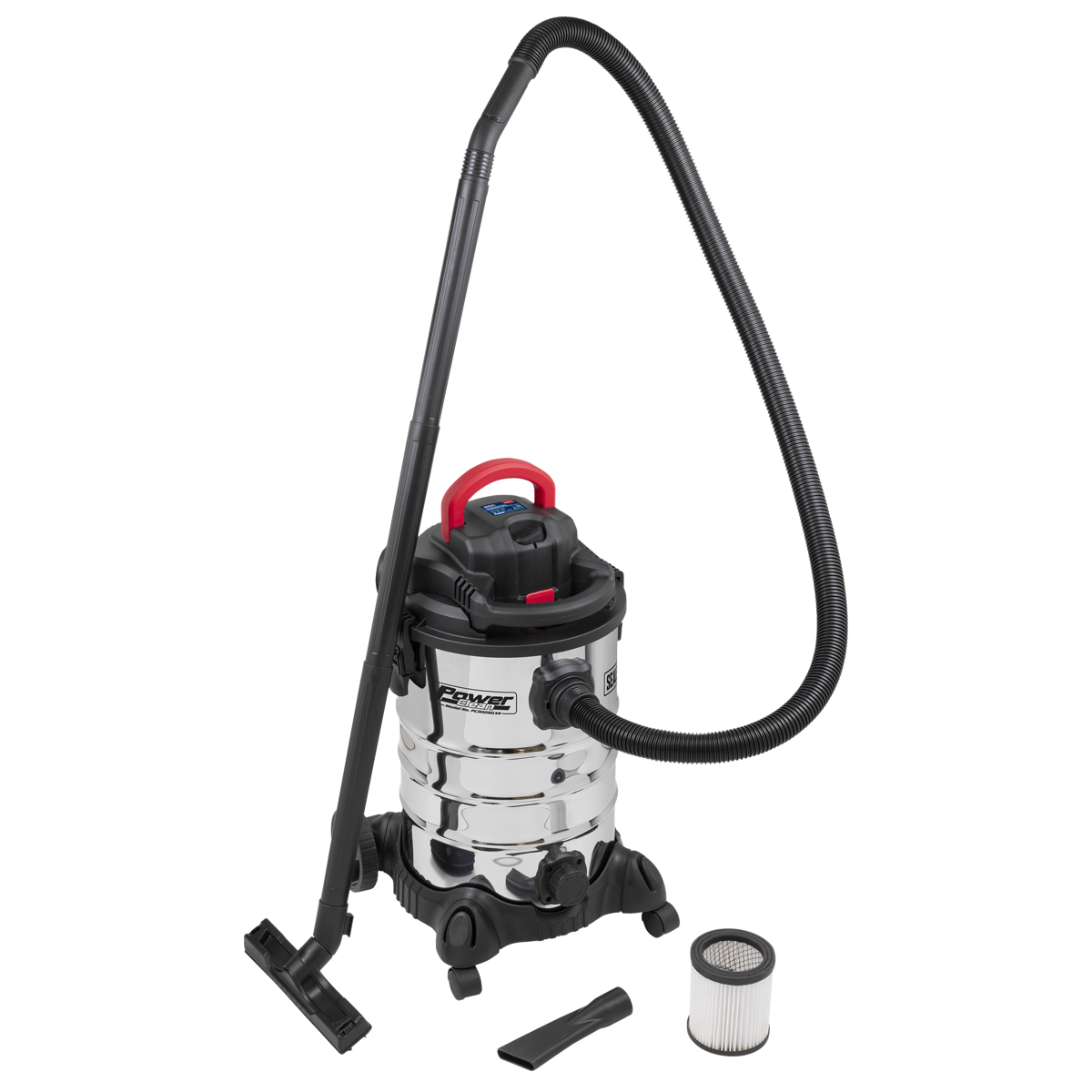 Sealey 30L Vacuum Cleaner Wet & Dry with Stainless Steel Drum & Detachable Leaf Blower 1200W/230V PC300SD