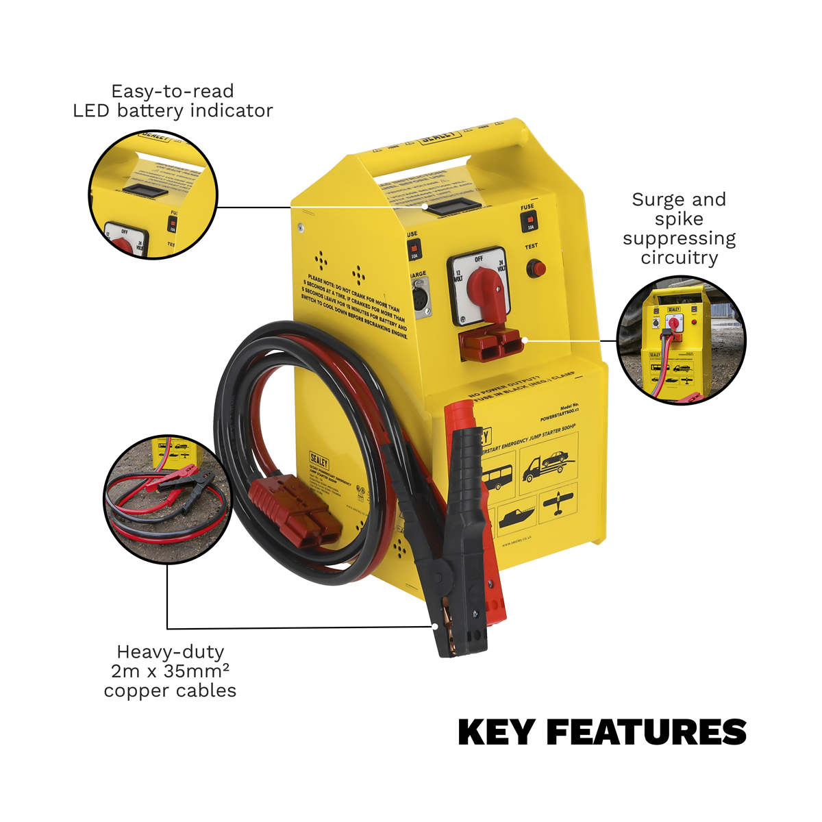 Sealey 12/24V Emergency Jump Starter 500hp Start POWERSTART500