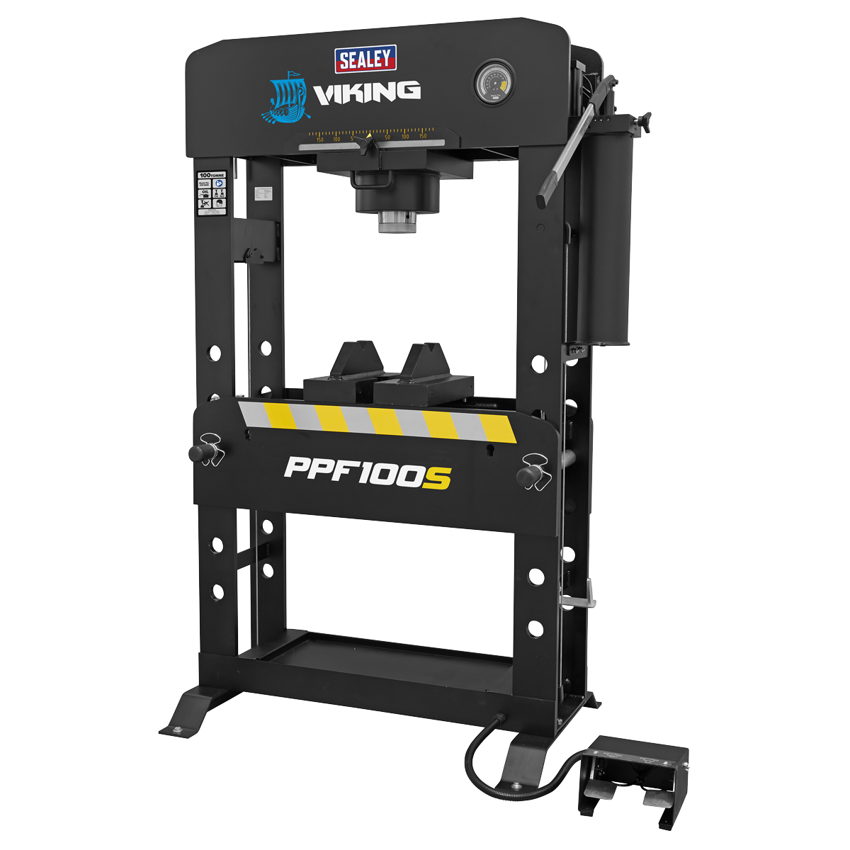 Sealey Viking Floor Type Air/Hydraulic Press with Sliding Ram & Foot Pedal 100 Tonne PPF100S