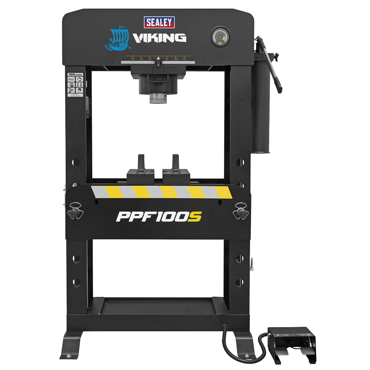 Sealey Viking Floor Type Air/Hydraulic Press with Sliding Ram & Foot Pedal 100 Tonne PPF100S
