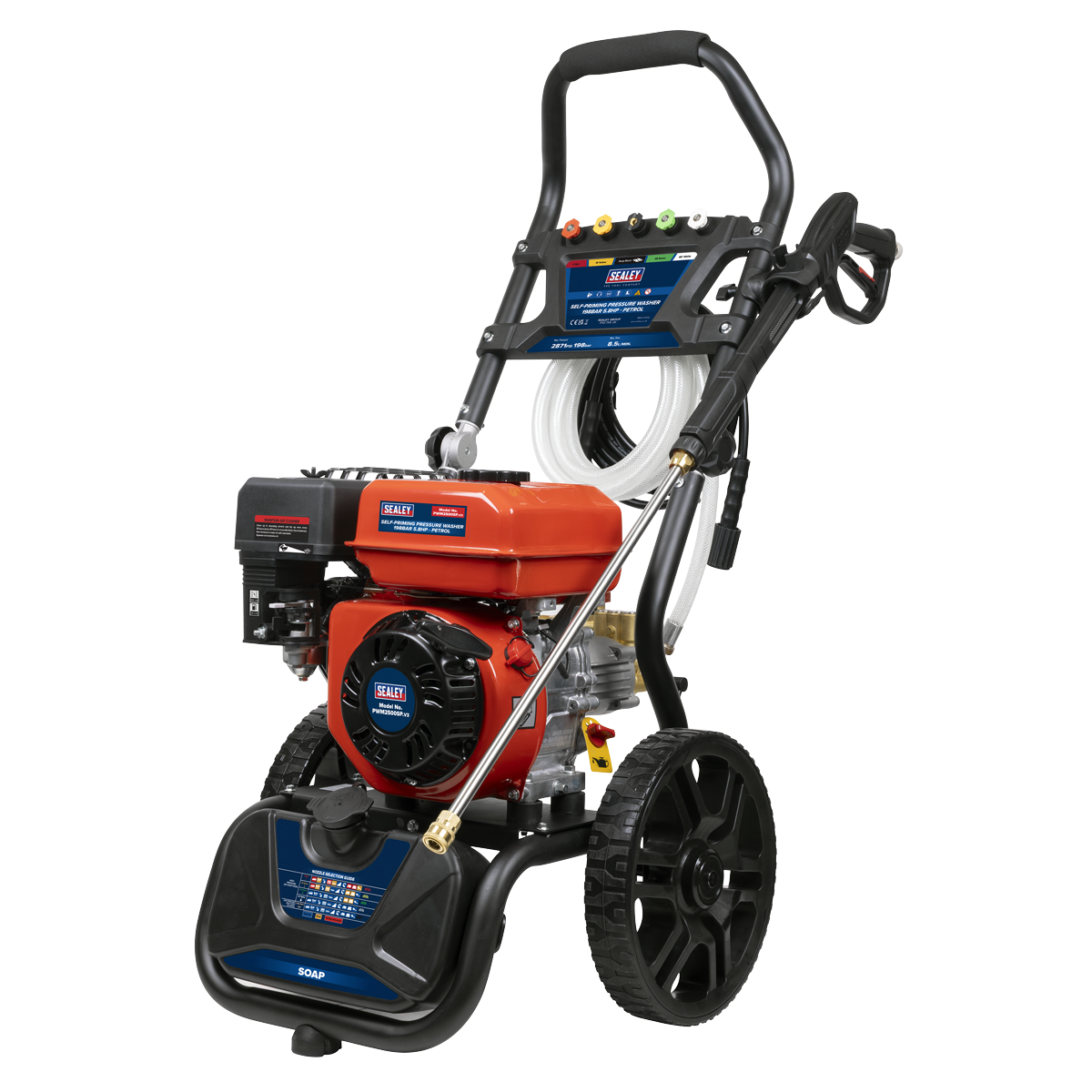 Sealey Pressure Washer 198bar 513L/hr Self-Priming 5.8hp Petrol PWM2500SP