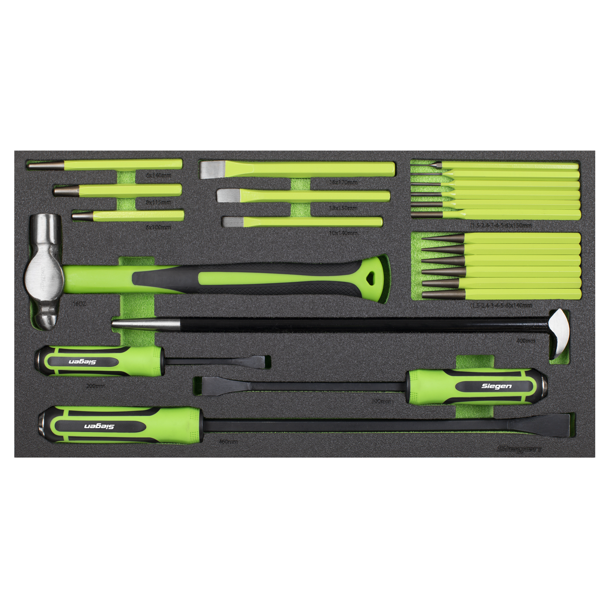 Sealey Siegen Pry Bar, Hammer & Punch Set with Tool Tray 23pc S01279