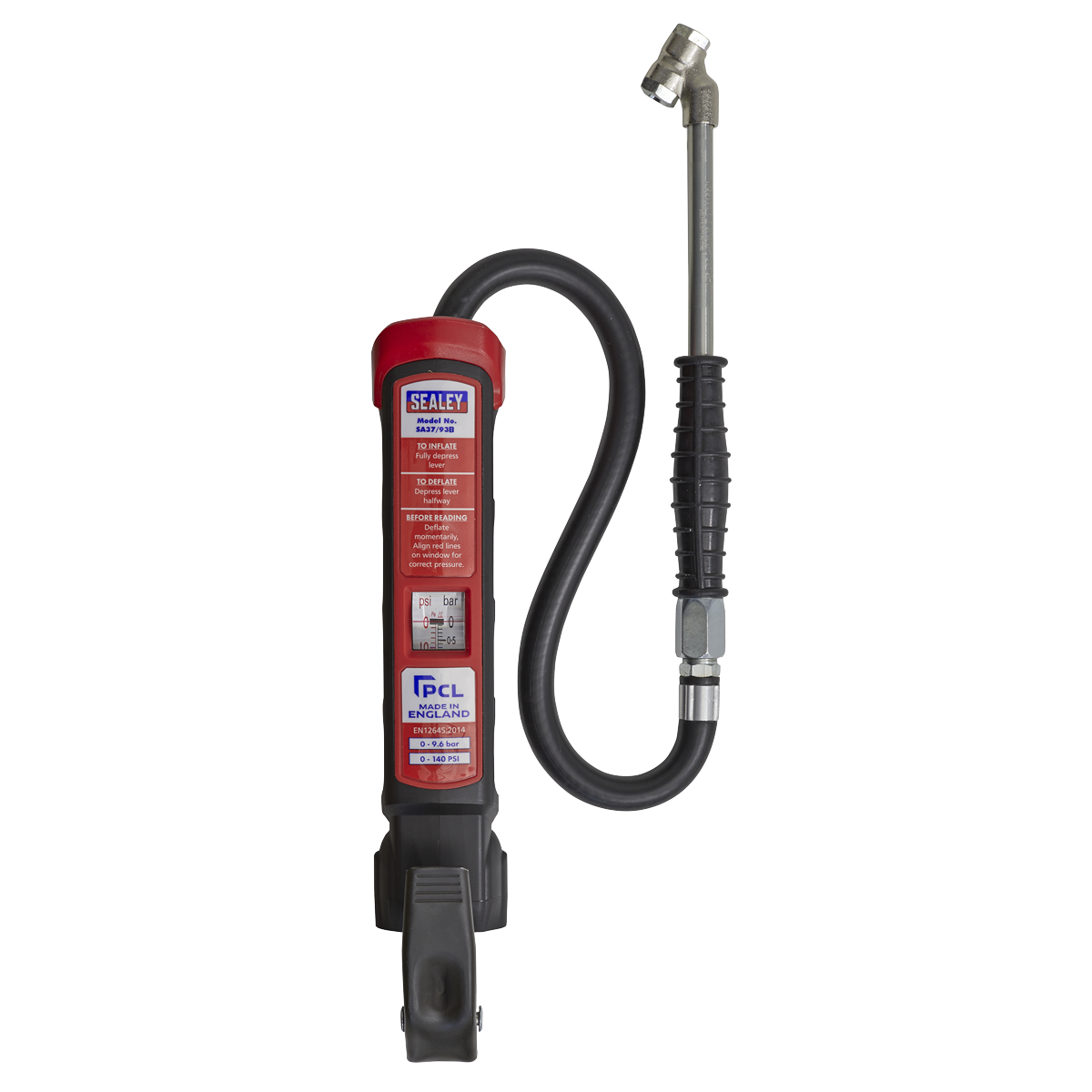 Sealey PCL Anodised Tyre Inflator with Twin Push-On Connector SA37/93B