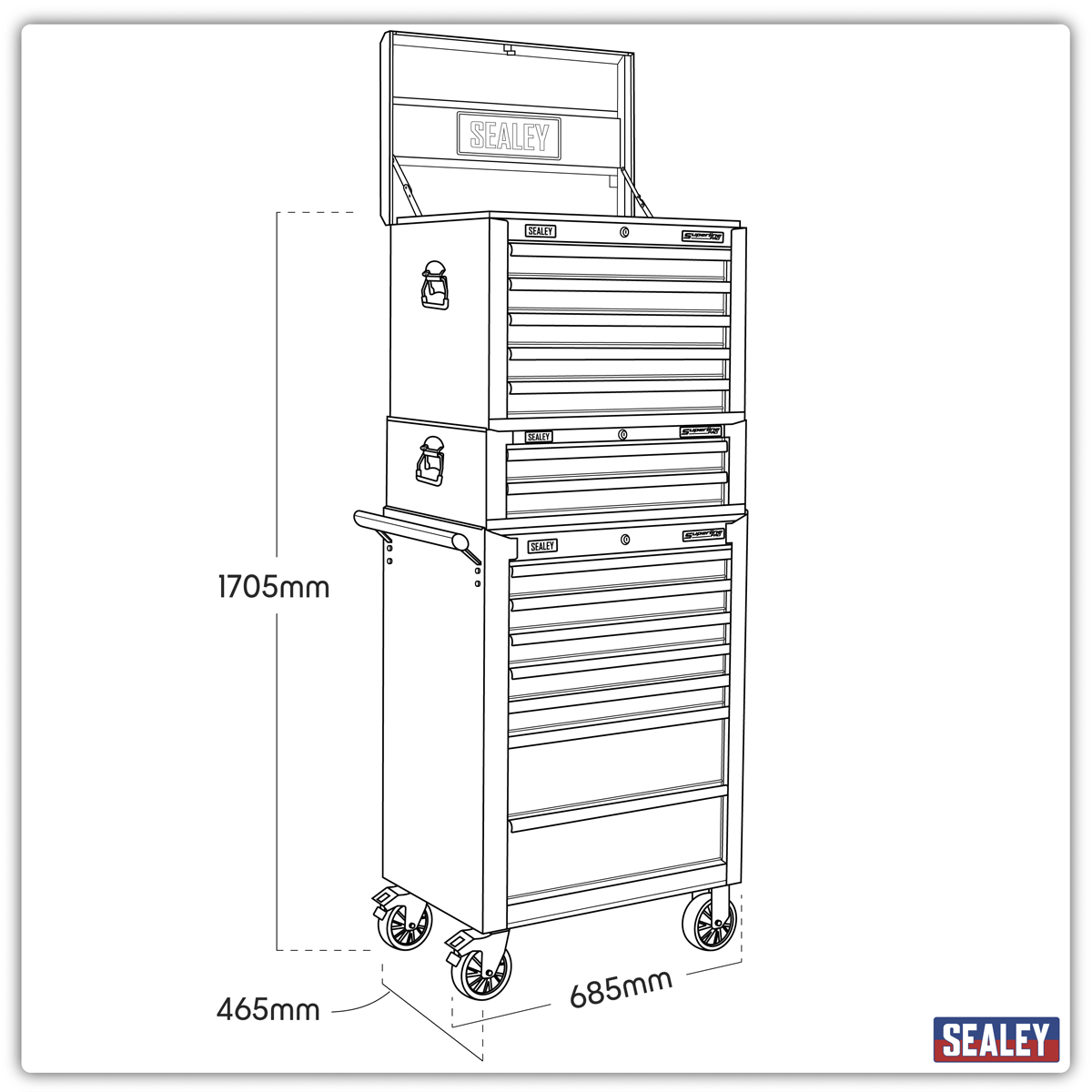 Sealey Superline PRO® Tool Chest Combination 14 Drawer with 1179pc Tool Kit - Green SPTHVCOMBO1