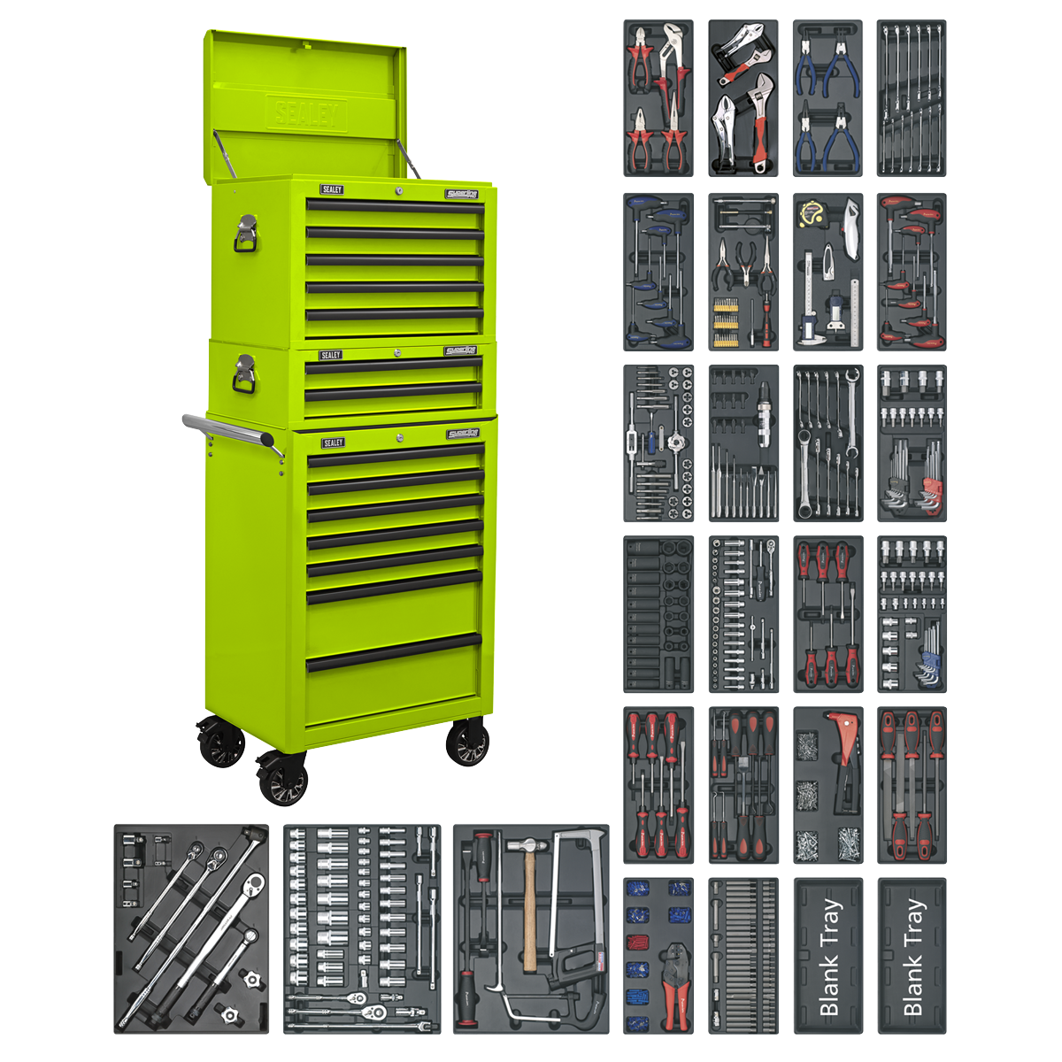 Sealey Superline PRO® Tool Chest Combination 14 Drawer with 1179pc Tool Kit - Green SPTHVCOMBO1