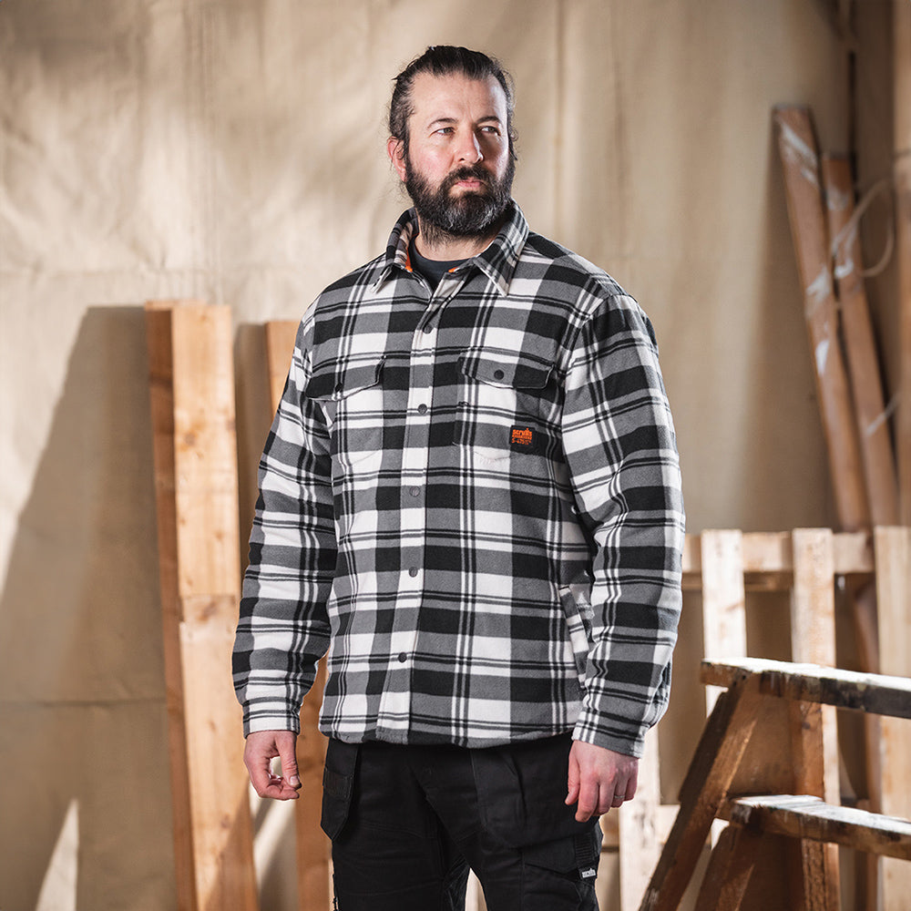 Scruffs Worker Padded Checked Shirt Black/White