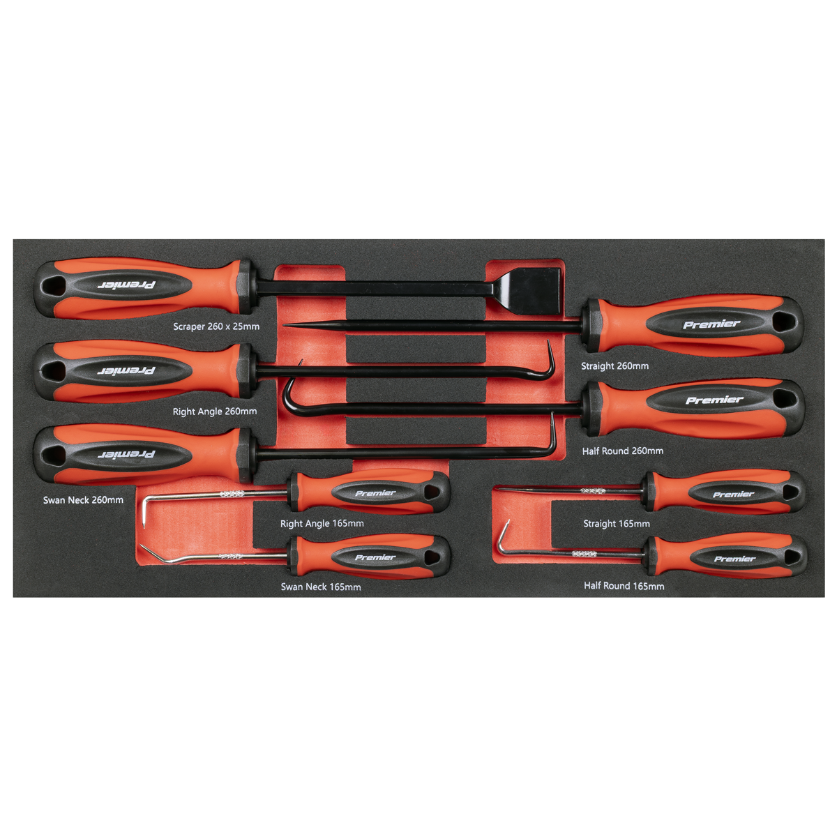 Sealey Premier Scraper & Hook Set with Tool Tray 9pc TBT65
