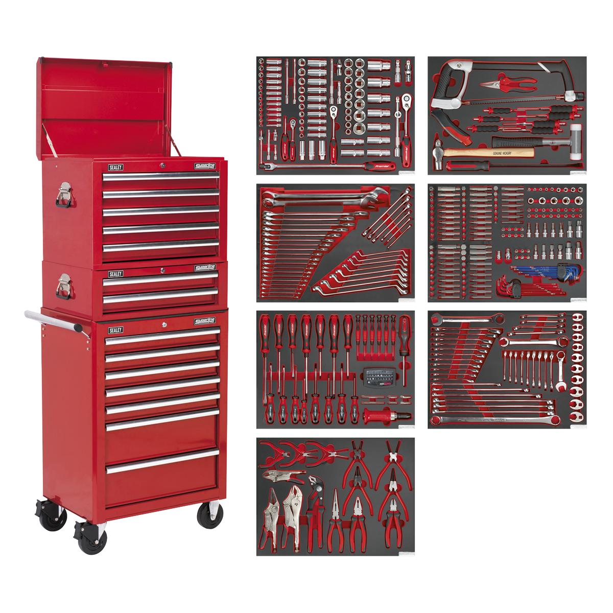 Sealey Superline PRO® Tool Chest Combination 14 Drawer with 446pc Tool Kit - Red TBTPCOMBO1