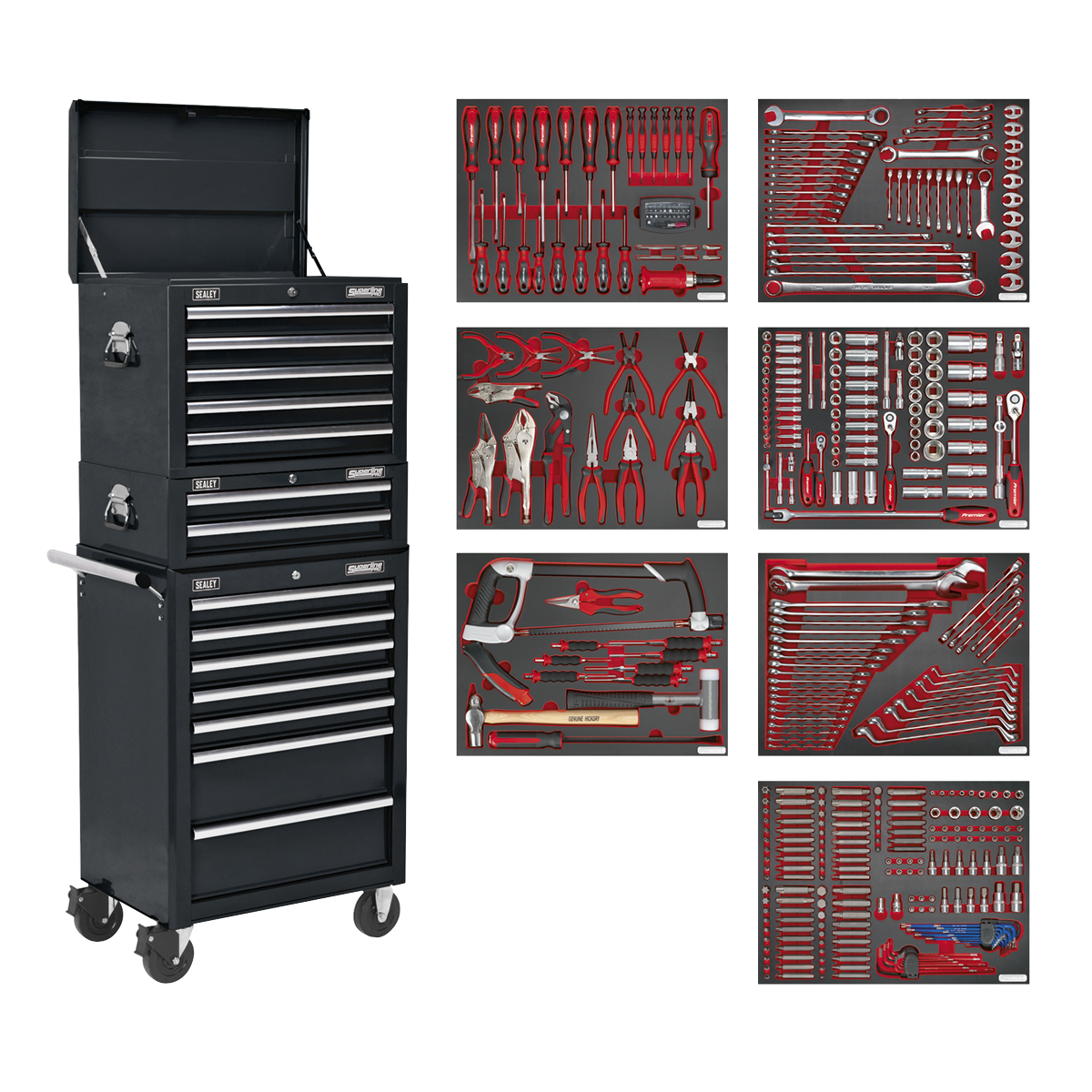 Sealey Superline PRO® Tool Chest Combination 14 Drawer with 446pc Tool Kit - Black TBTPCOMBO2