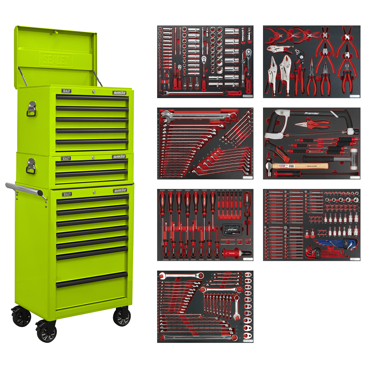 Sealey Superline PRO® Tool Chest Combination 14 Drawer with 446pc Tool Kit - Green TBTPCOMBO7