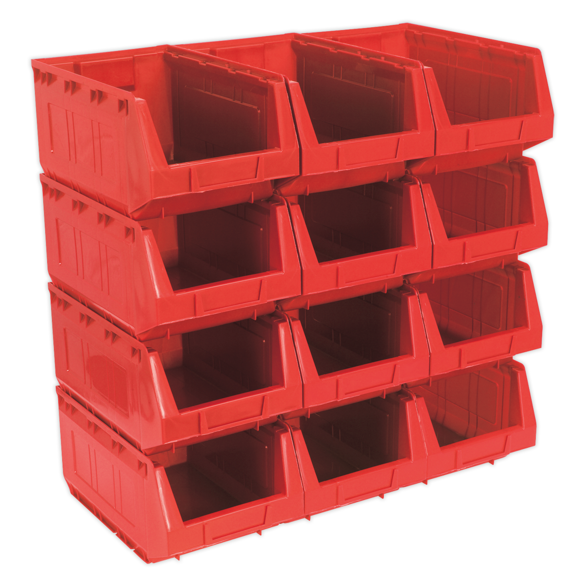 Sealey Plastic Storage Bin 210 x 355 x 165mm, Red - Pack of 12 TPS412R
