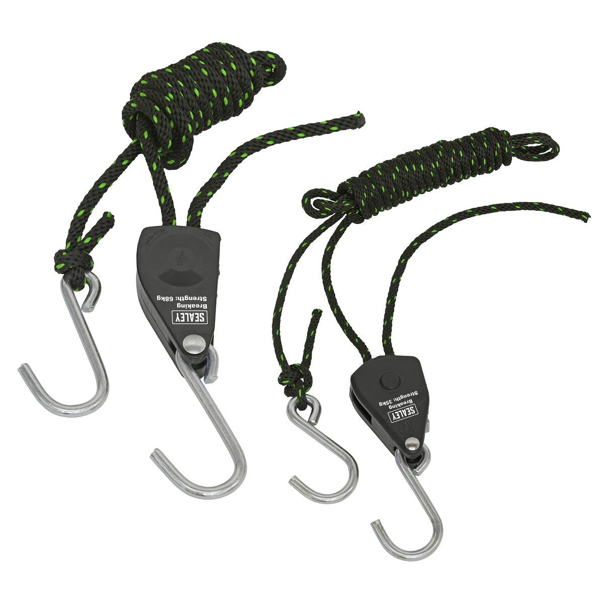 Sealey Ratchet Parts Hanger/Tie Down with S-Shaped Hooks 2m - Pack of 2 VS0114
