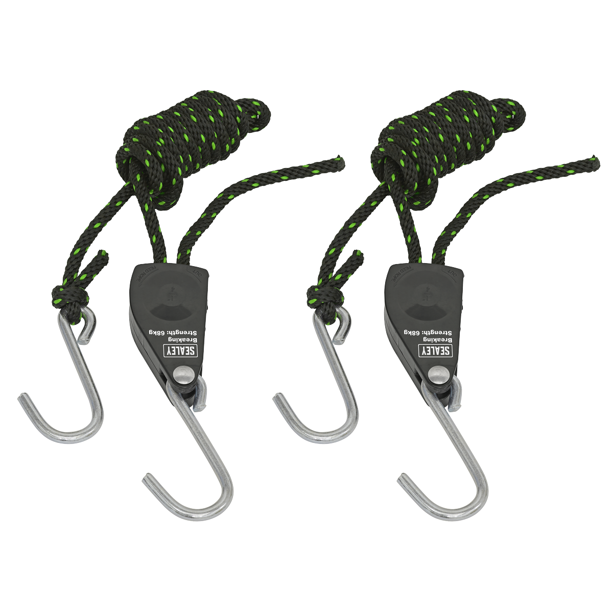 Sealey Ratchet Parts Hanger/Tie Down with S-Shaped Hooks 2m - Pack of 2 VS0114