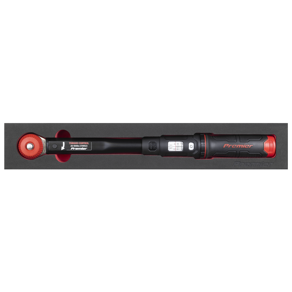 Sealey Premier Black Calibrated Micrometer Torque Wrench with 3/8"Sq Push-Through Drive 20-100Nm STW923