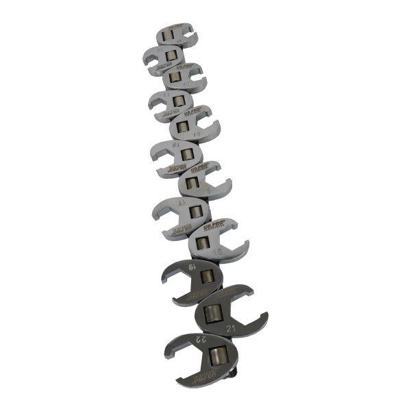 US PRO INDUSTRIAL 12PC 3/8" & 1/2" DR Metric Crowfoot Wrench Set 10 - 22mm 7555