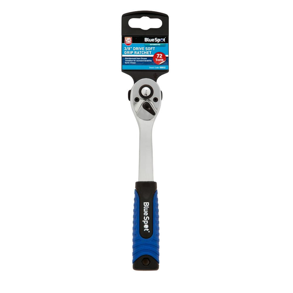 Bluespot 3/8" DR Soft Grip Ratchet, 72 Teeth, Quick Release 02012