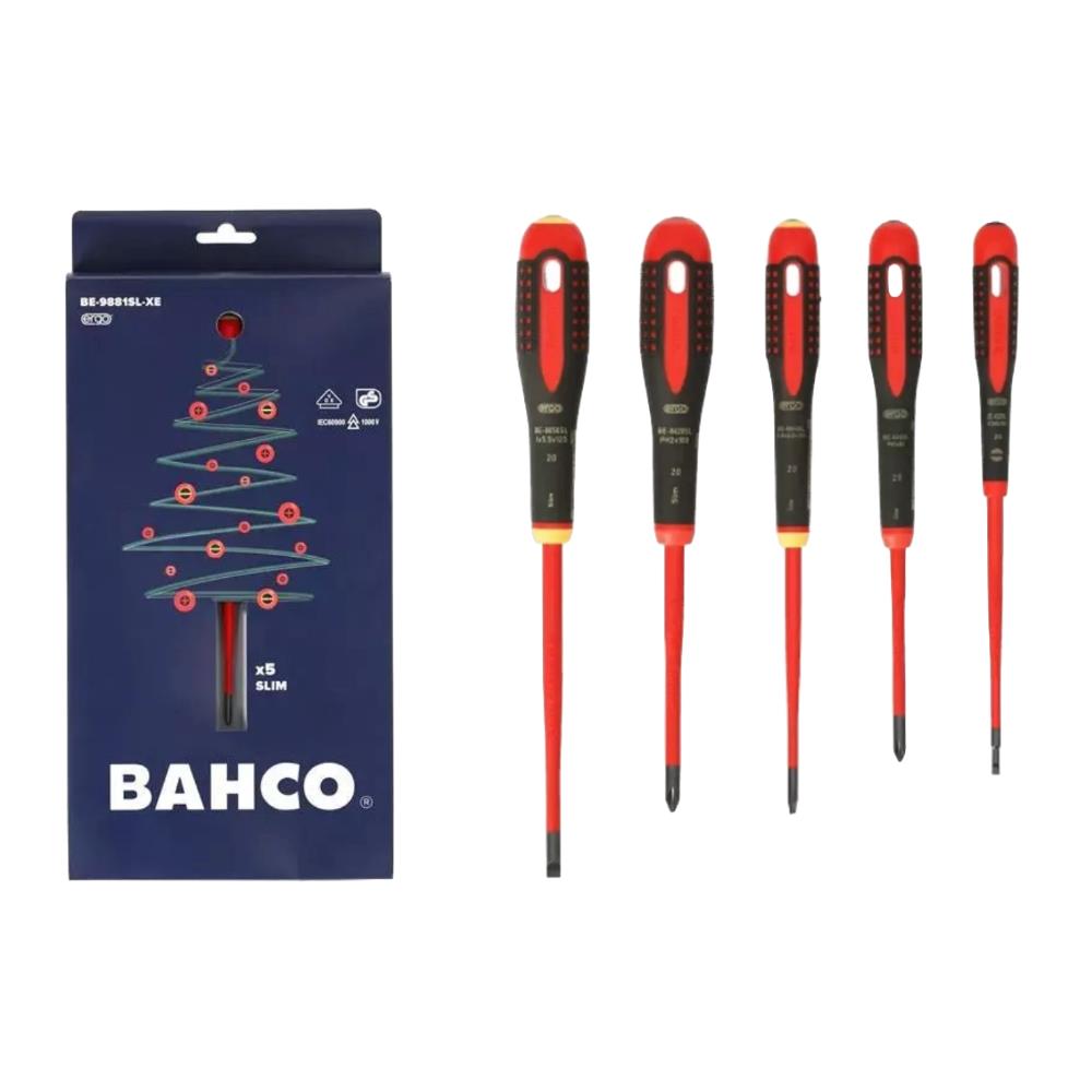 Bahco XMAS ERGO™ 5pc Slim VDE Insulated Screwdriver Set BE-9881SL