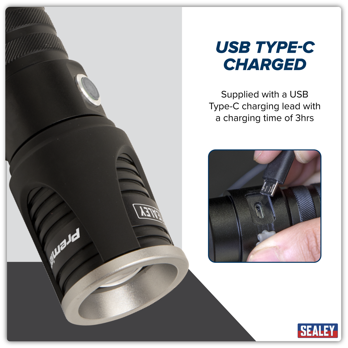 Sealey Rechargeable Aluminium Torch with Adjustable Focus 5W SMD LED LED4491