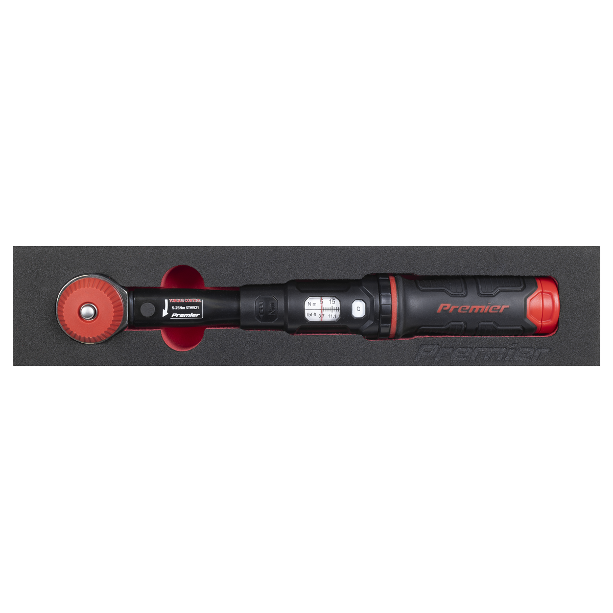 Sealey Premier Black Calibrated Micrometer Torque Wrench with 1/4"Sq Push-Through Drive 5-25Nm STW921