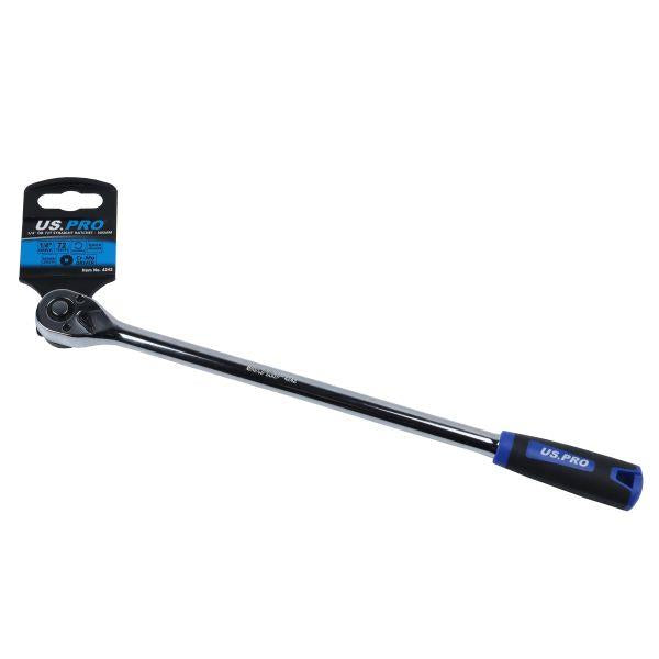 US PRO Tools 1/4" Drive Extra Long 305mm 72T Straight Ratchet TPR Grip 4242