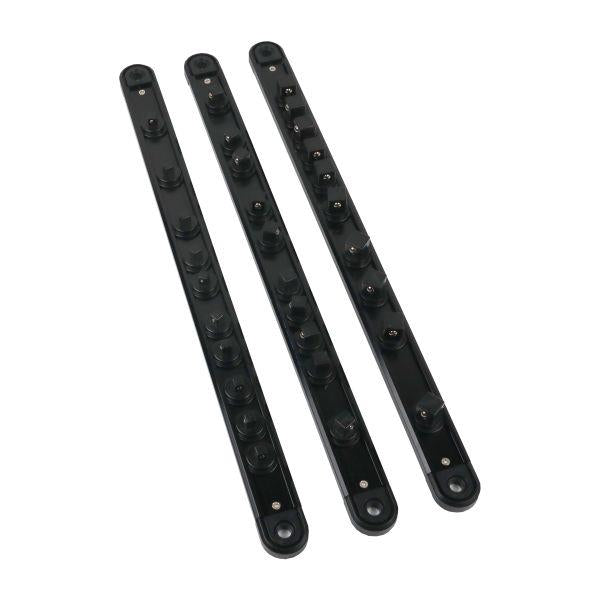 US PRO Tools 3pc Aluminium Socket Rail Set with Rotating Clips 1/4" 3/8" 1/2" 7236