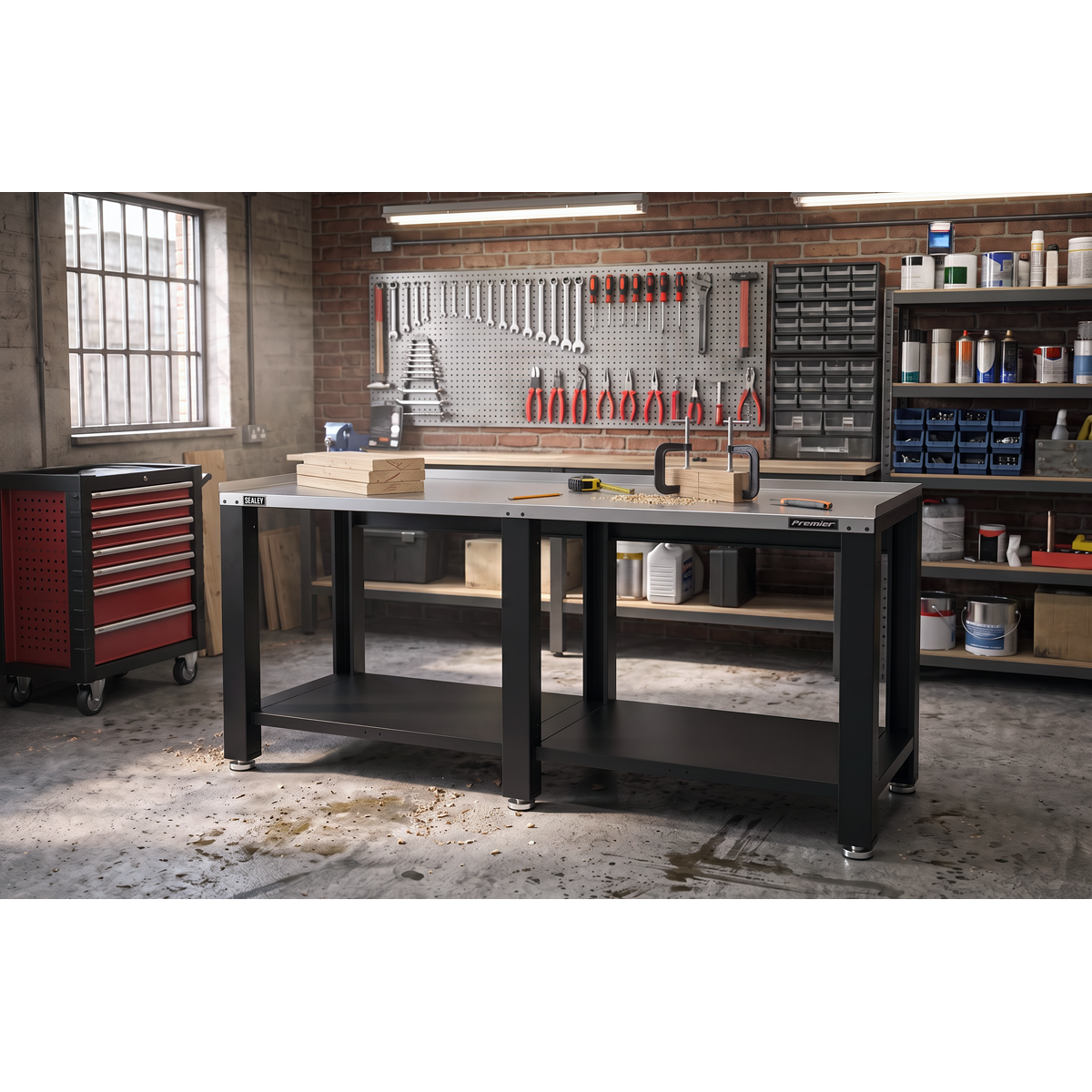 Sealey Premier Storage Heavy-Duty Workbench with Galvanized Steel Worktop 2m AP4020GS