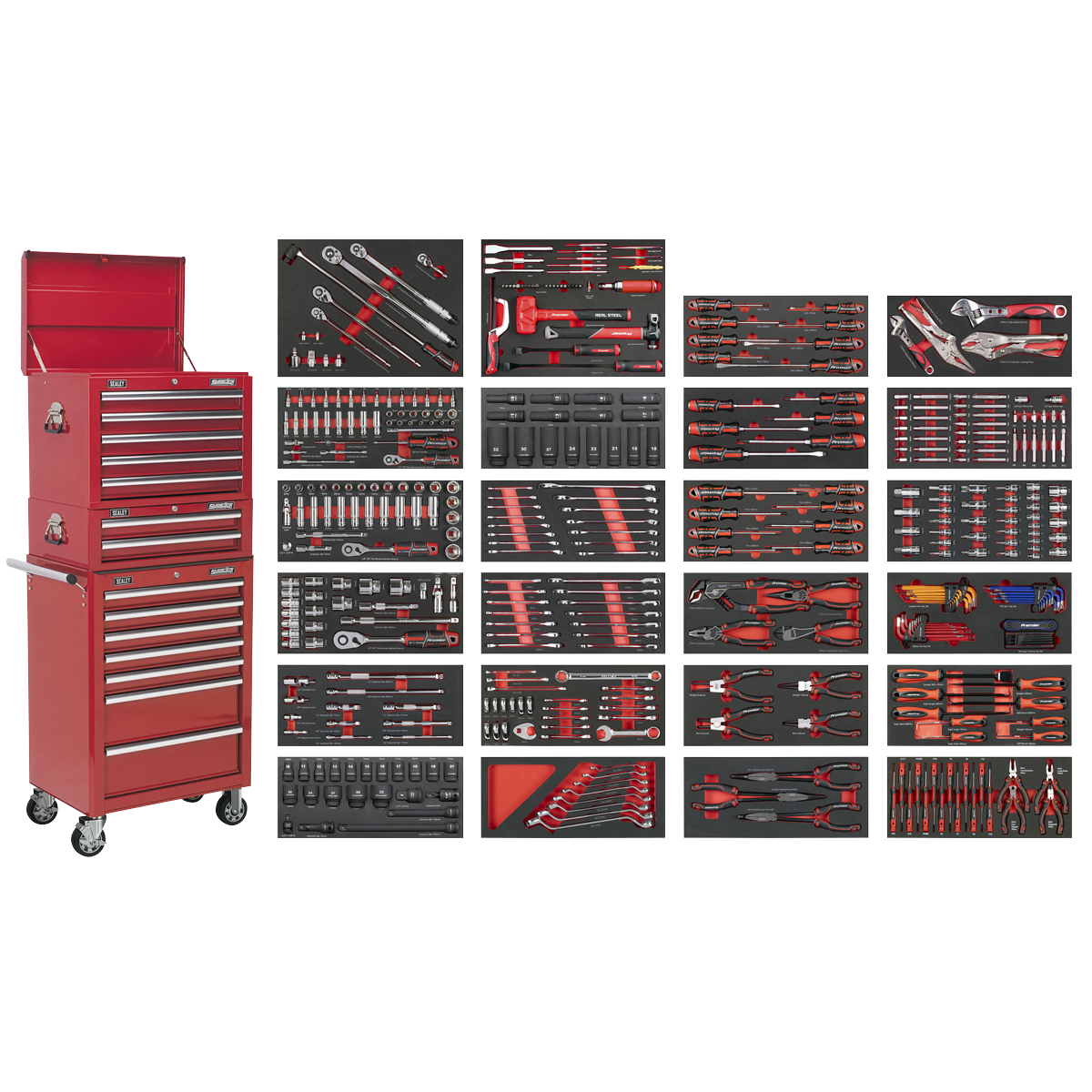 Sealey Superline PRO® Tool Chest Combination 14 Drawer with 447pc Tool Kit - Red SPTCOMBO3R