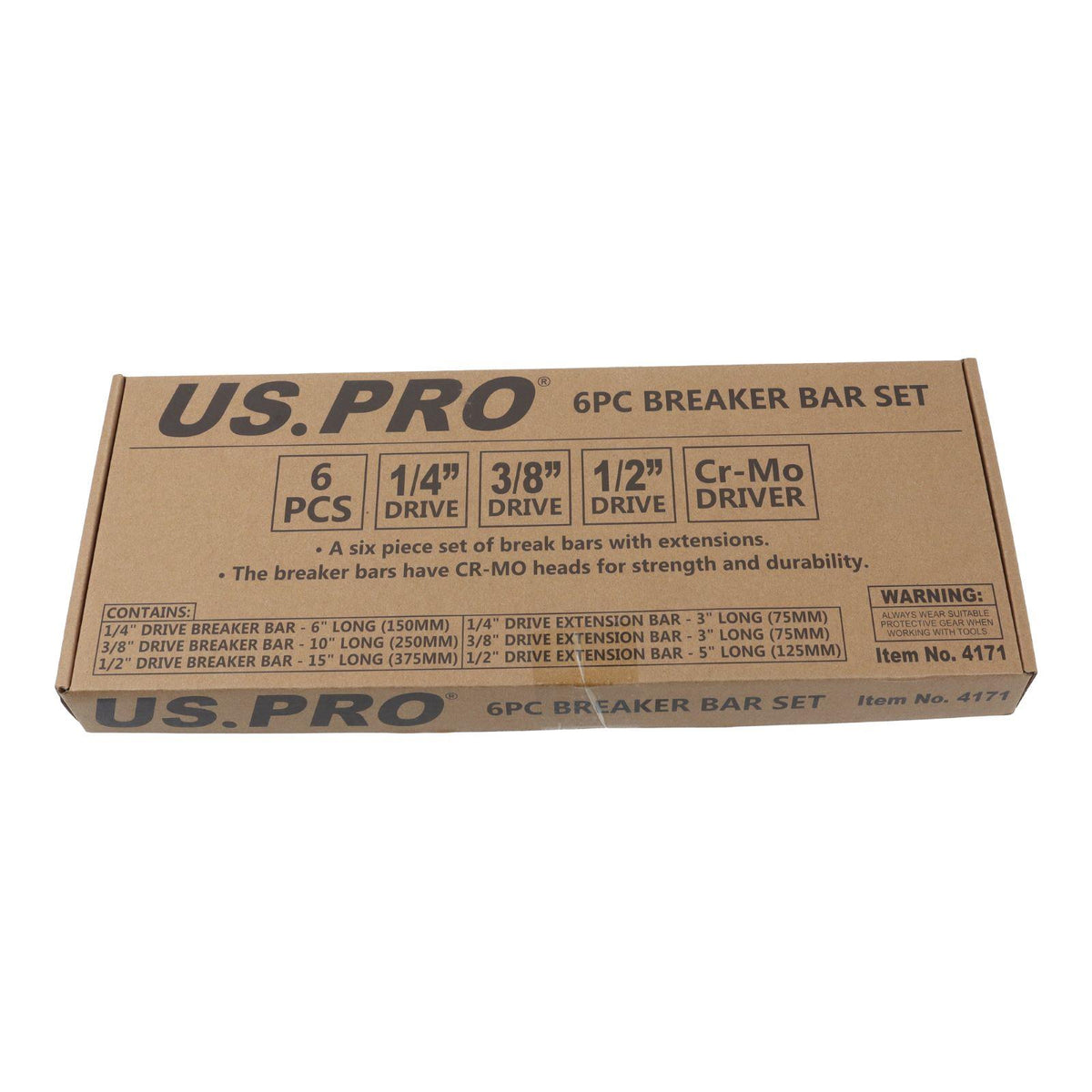 US PRO Tools 6pc Breaker Bar and Extension Set 1/4" 3/8" 1/2" Drive CR-MO 4171