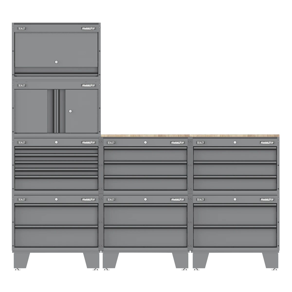 Sealey Superline PRO® Connect Modular Storage System with Rubber Wood Worktop 2.03m APMSCCOMBO2
