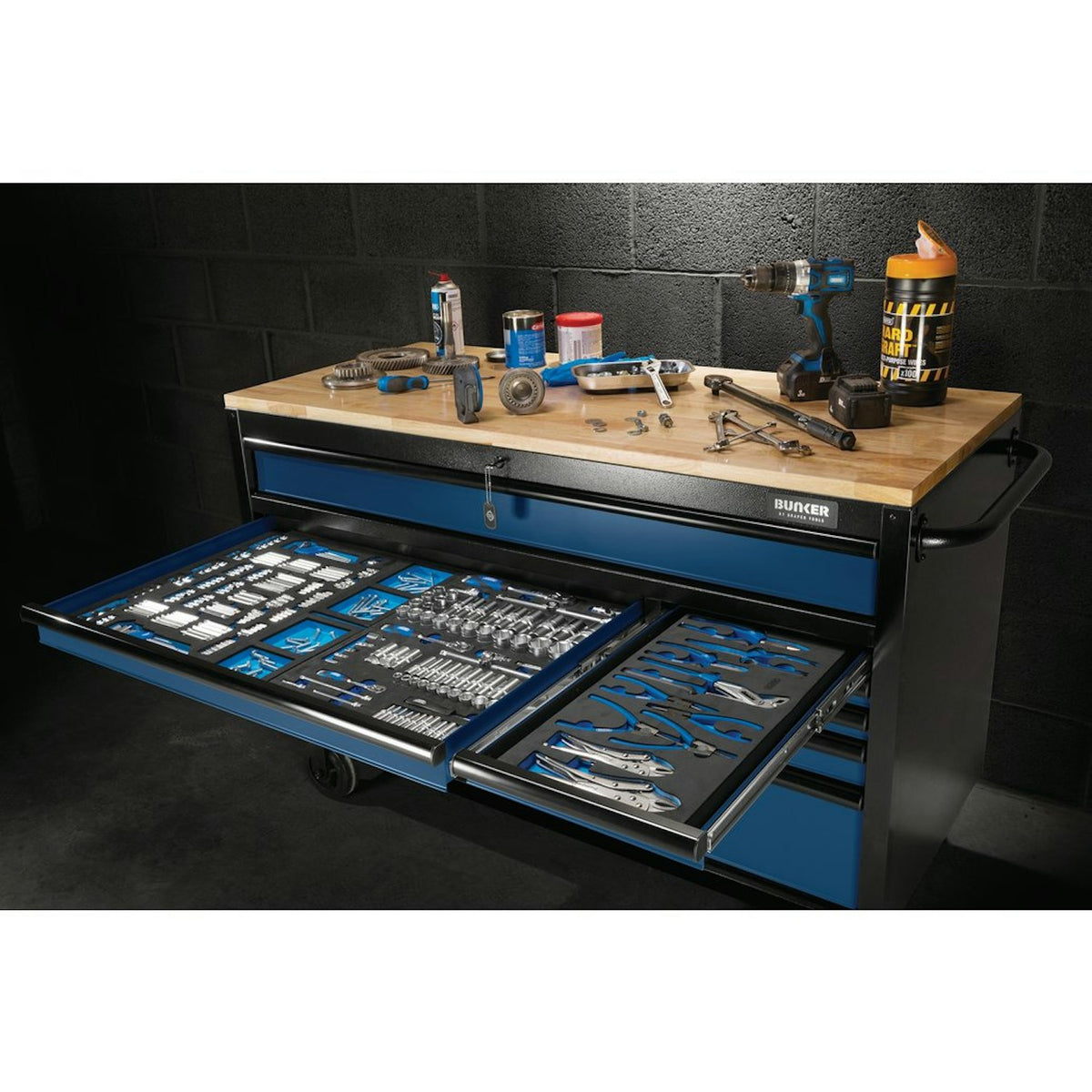 BUNKER 10 Drawer Workbench Roller Tool Cabinet, 56", Blue 27223 - image 14