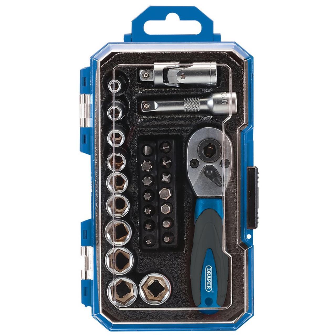 Draper 1/4" Sq. Dr. 27 Piece Socket Set & Bit Set 04778 - Tools 2U Direct SW