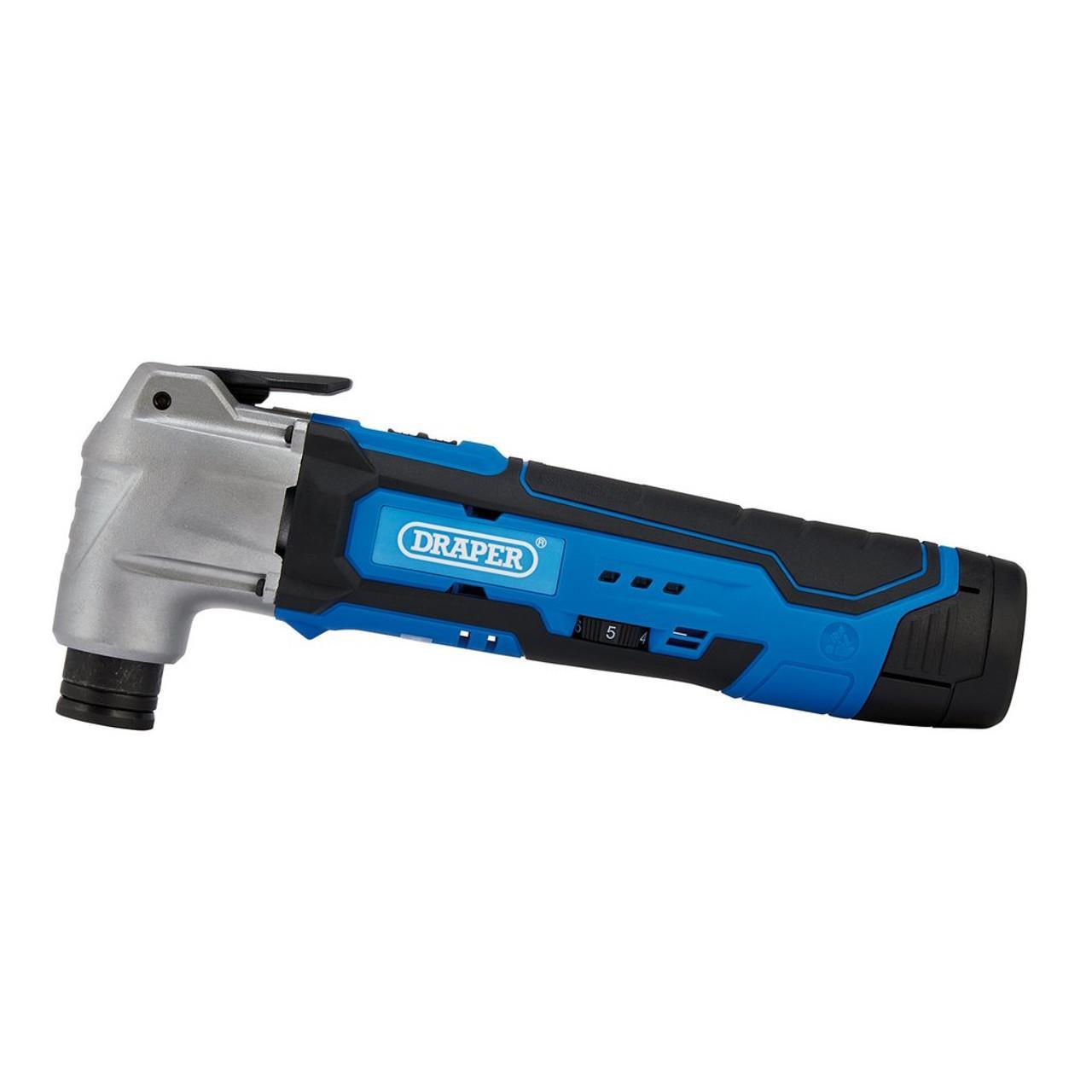 Draper 33 Piece 12V Oscillating Multi-Tool, 1 x Battery, 1.5Ah, 1 x Fast Charger 19392 - Tools 2U Direct SW