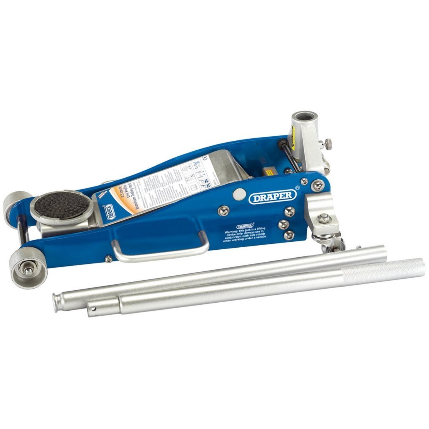 Draper Aluminium and Steel Low Profile Trolley Jack 2.5 Tonne 31479 - Tools 2U Direct SW