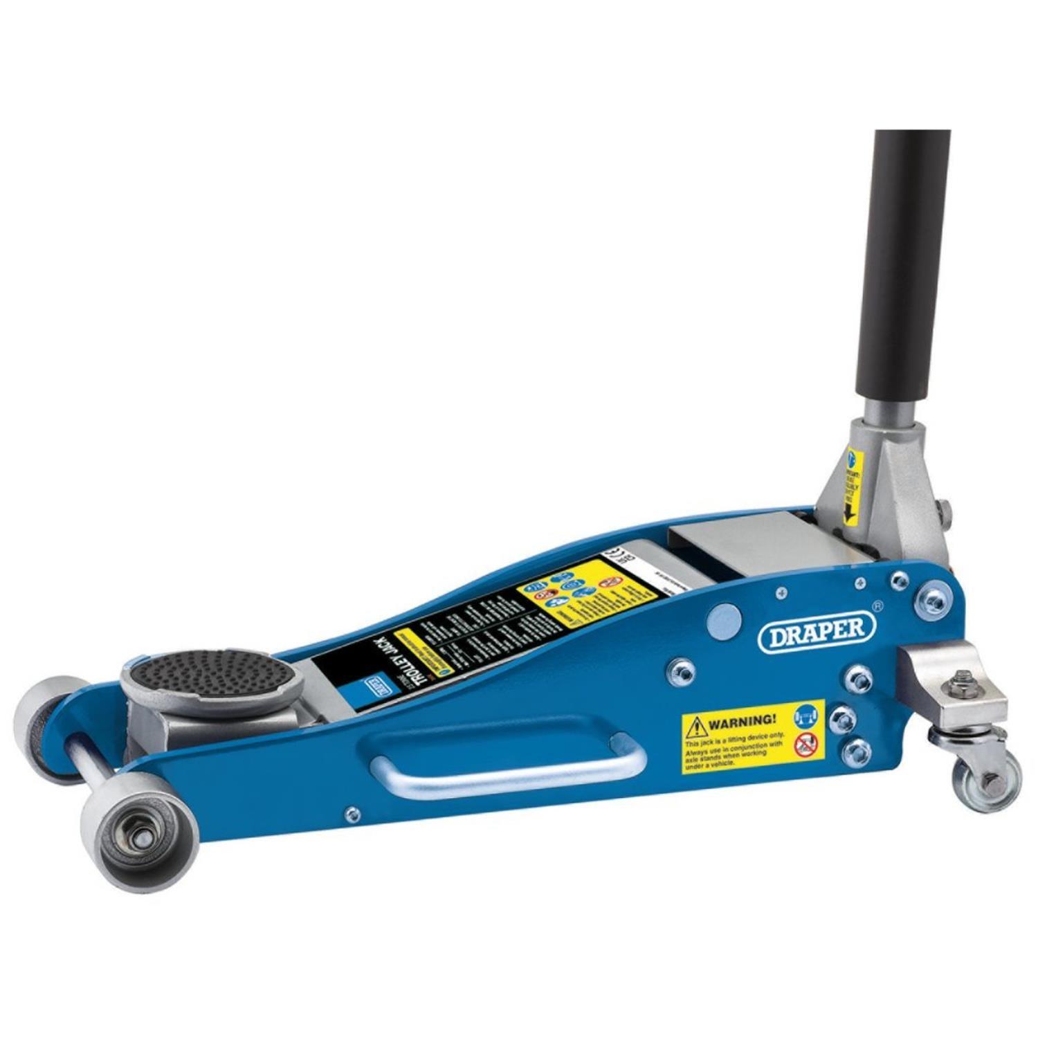 Draper Aluminium and Steel Low Profile Trolley Jack 2.5 Tonne 31479 - Tools 2U Direct SW