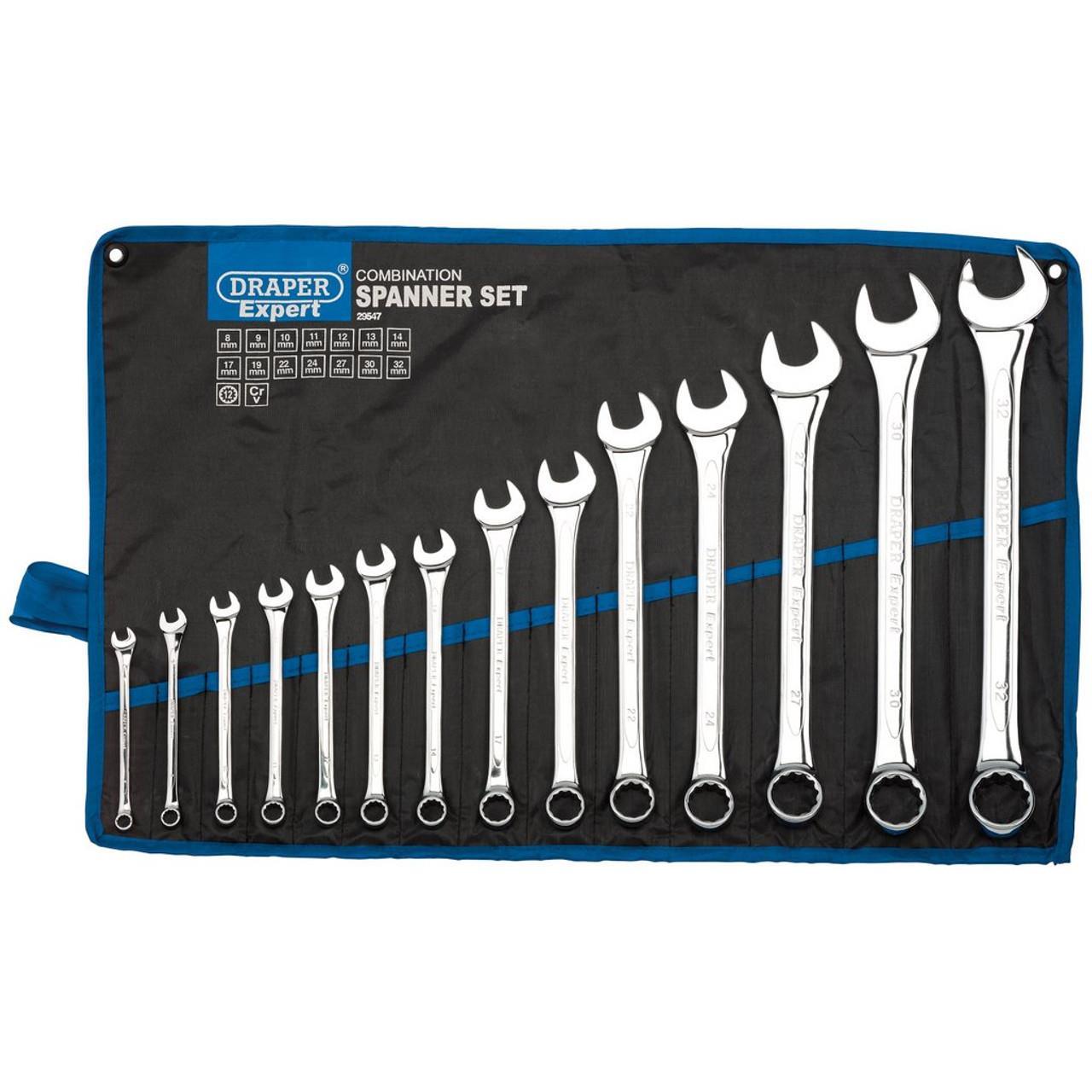 Draper Expert HI-TORQ® Metric Combination Spanner Set 14 Piece 8 - 32mm 29547 - Tools 2U Direct SW