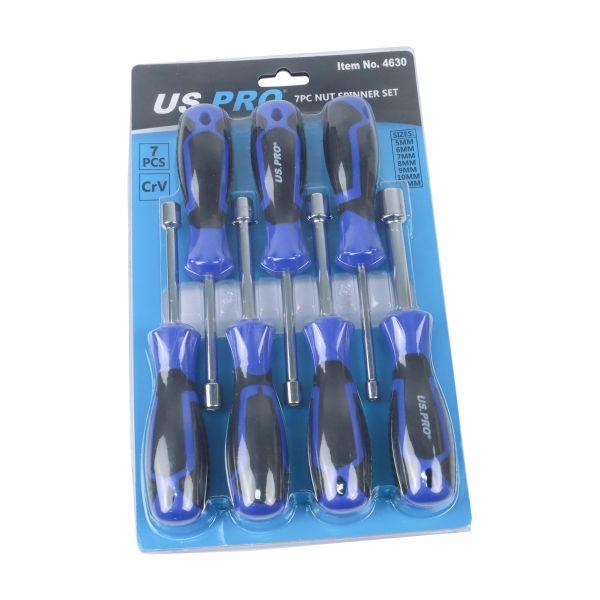 US PRO Tools 7pc Nut Spinner Screwdriver Set  5 - 13mm CR-V 4630